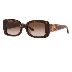 Coach HC8336U Rectangle Sunglasses Dark Tortoise Frame Brown Gradient Lenses
